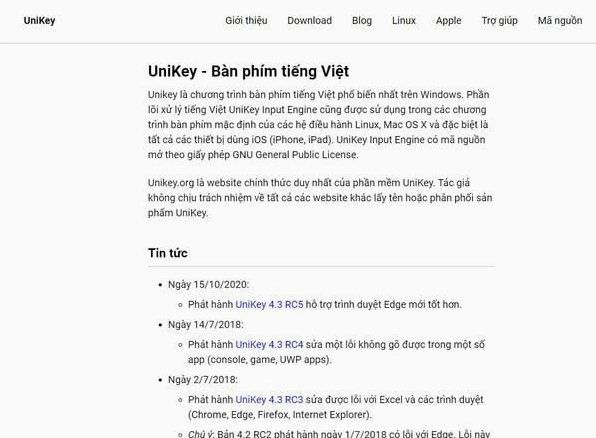 Giao diện phần mềm Unikey hỗ trợ cách đánh chữ trên laptop chuẩn xác