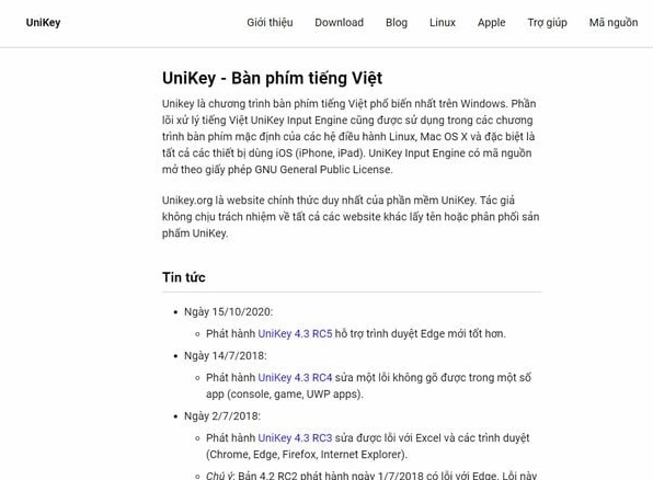 Giao diện phần mềm Unikey trên màn hình laptop