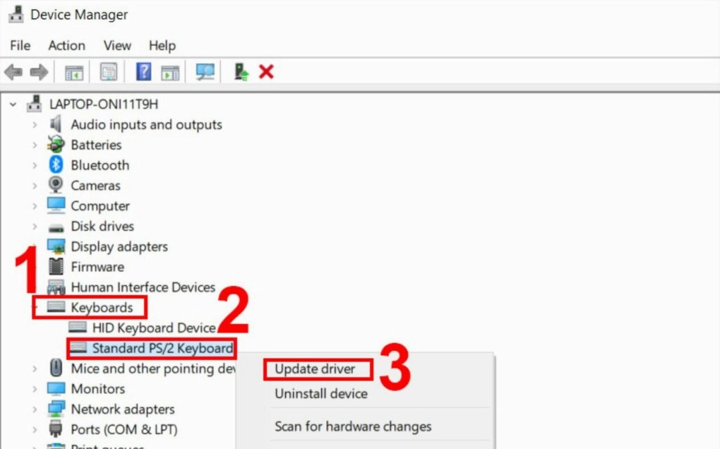 Giao diện trình quản lý thiết bị Device Manager trên Windows