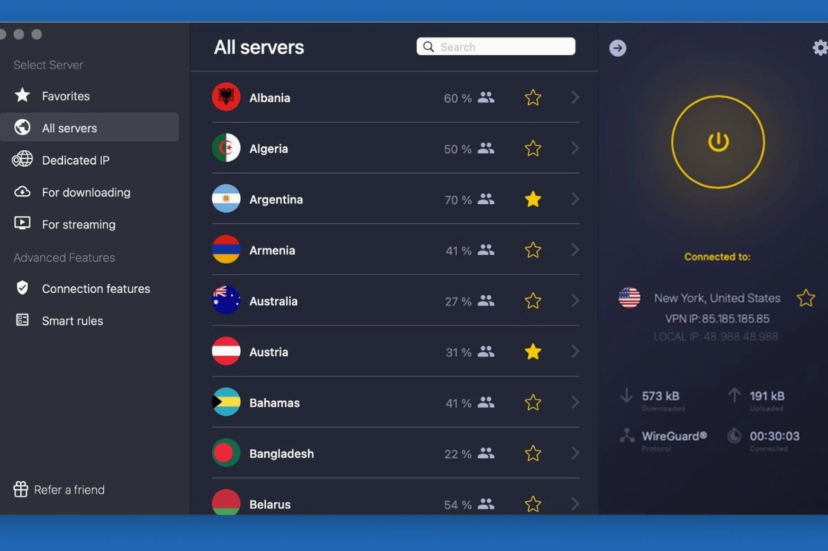 Hướng dẫn chi tiết cách bật VPN trên laptop nhanh chóng và an toàn 23 Giao diện ứng dụng CyberGhost VPN