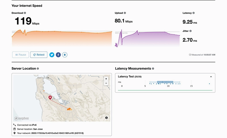Hướng dẫn chi tiết cách kiểm tra tốc độ mạng trên laptop chuẩn xác nhất 2026 11 Giao diện website Cloudflare Speed Test