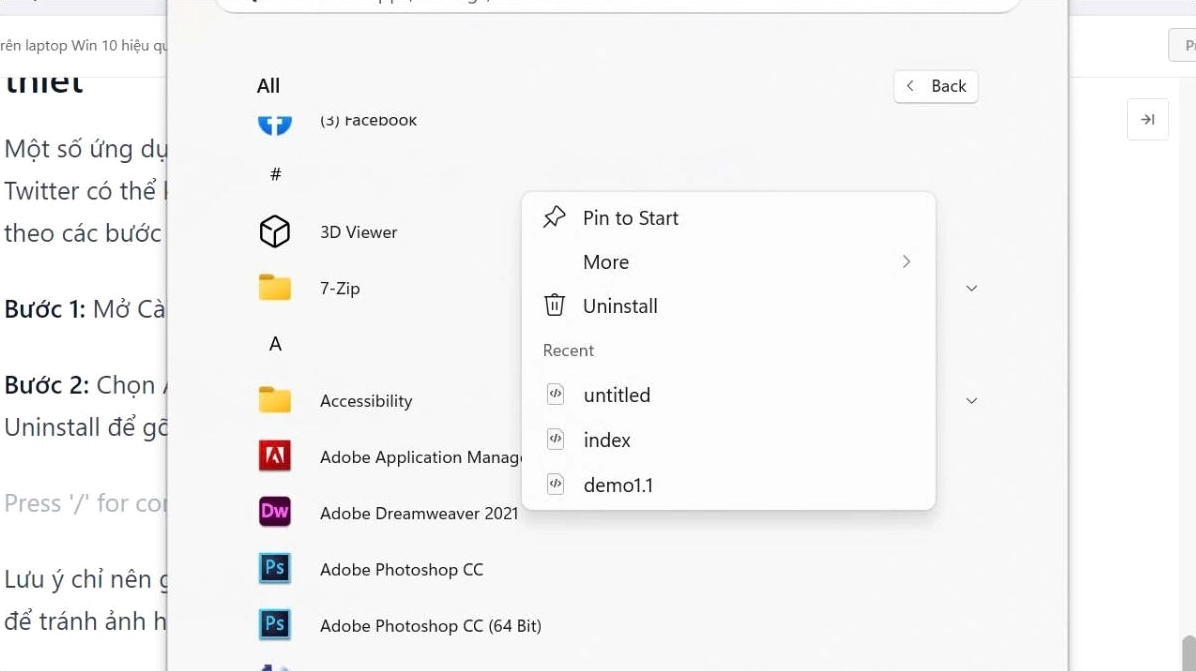 Gỡ cài đặt ứng dụng được cài sẵn không cần thiết