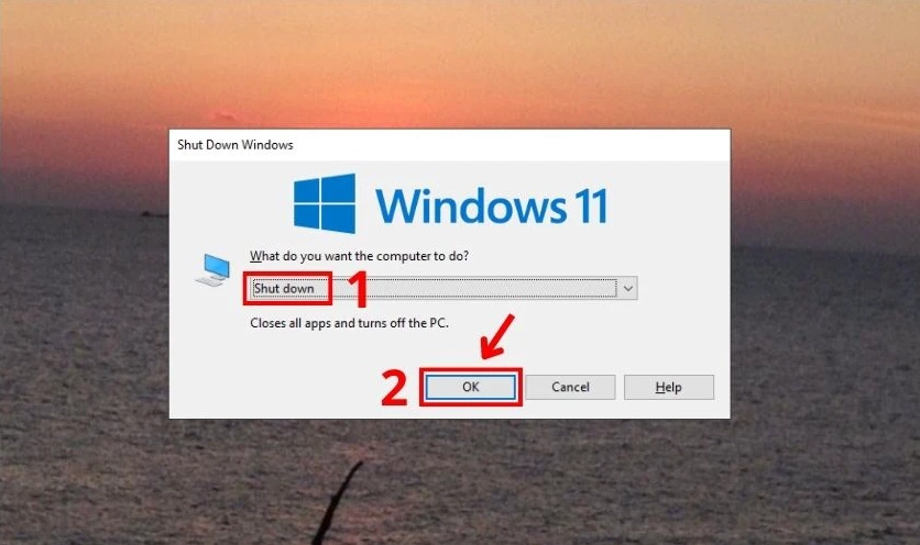 Hướng dẫn chi tiết cách tắt laptop đúng cách giúp bảo vệ tuổi thọ thiết bị an toàn tuyệt đối 32 Hành động bấm mũi tên chỉ sang phải để chọn Shut down và bấm tiếp OK