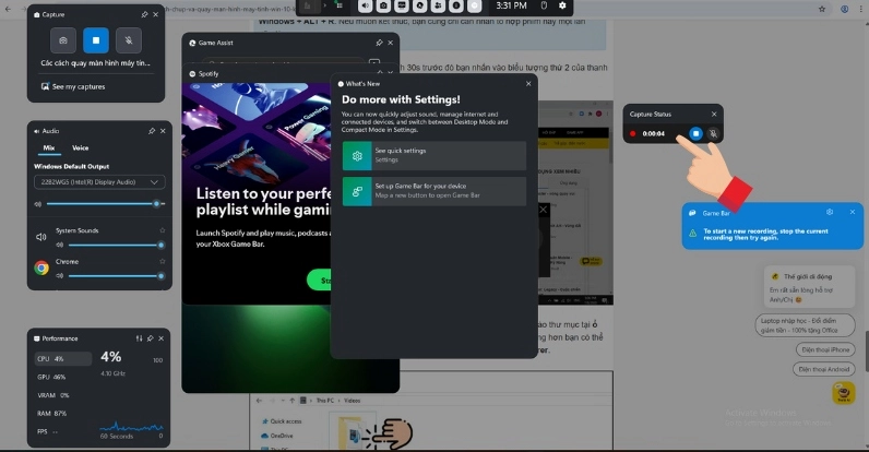 Hãy nhấn vào biểu tượng chiếc micro để bật tính năng thu âm trên Xbox Game Bar