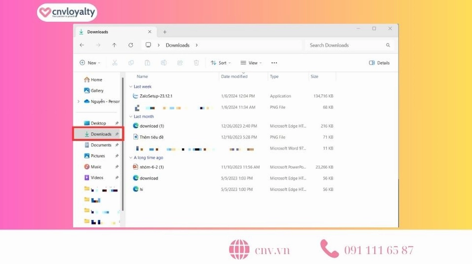 Hiển thị thư mục trên máy tính là nơi chứa file cài đặt Zalo vừa được tải về