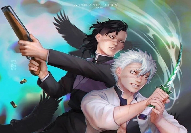 Hình ảnh Genya Demon Slayer rực sáng trong đêm tối