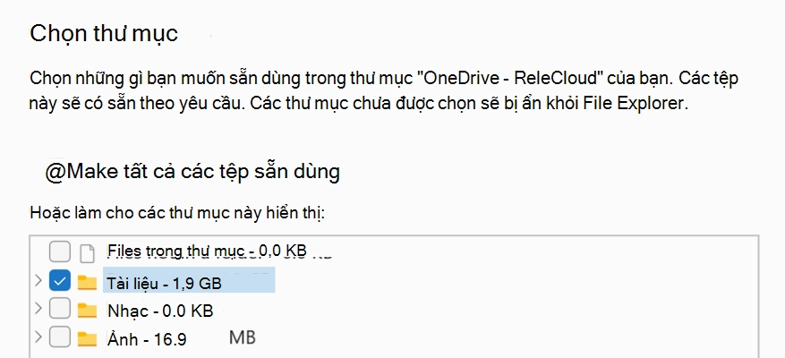 Hướng dẫn chi tiết cách sử dụng OneDrive trên laptop an toàn và hiệu quả 3 Hình ảnh hiển thị cách chọn thư mục trên Windows để đồng bộ