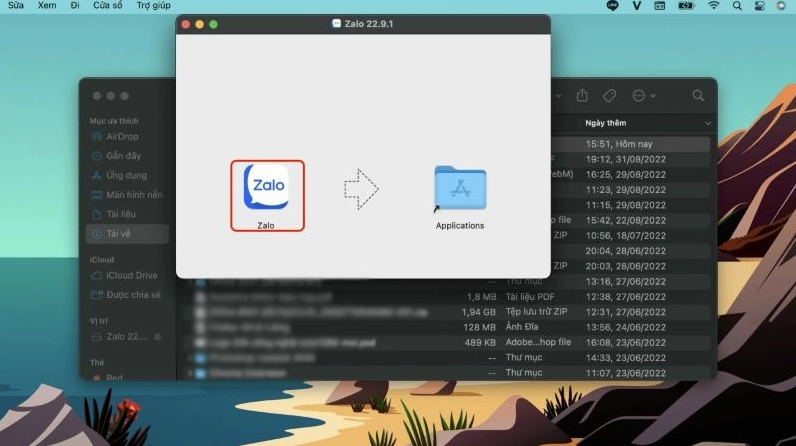 Hình ảnh minh họa bước 4 hướng dẫn thao tác cài đặt Zalo về máy tính trên Macbook
