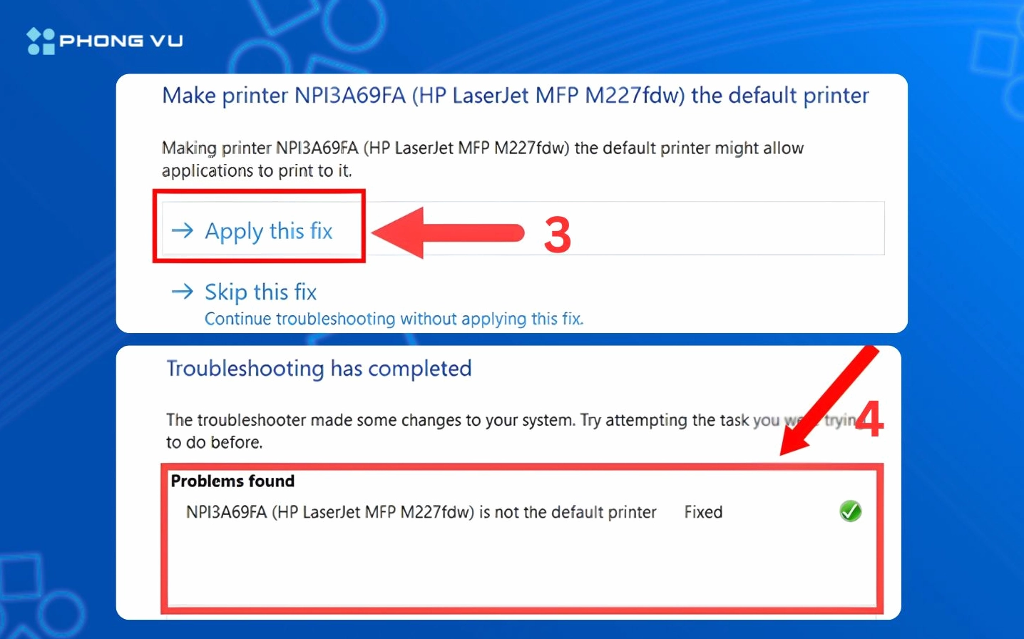 Hình ảnh minh họa các thao tác cài đặt và sửa lỗi máy in