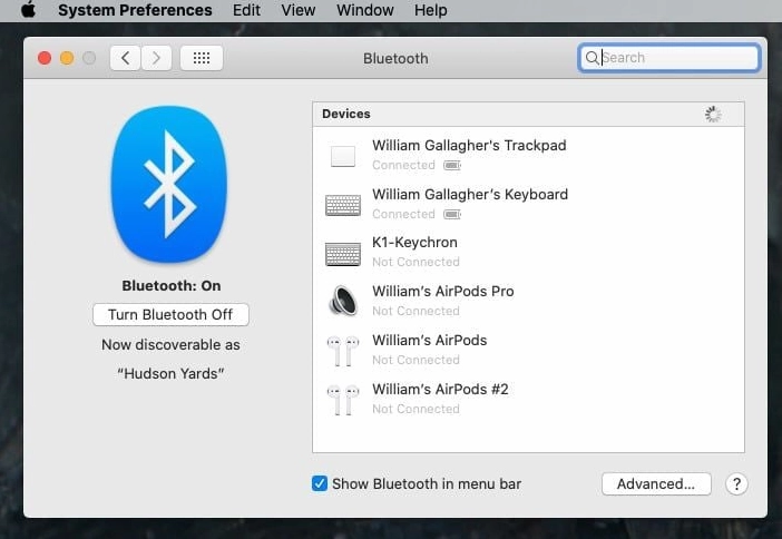 Hình ảnh minh họa các thao tác cơ bản trong cách kết nối AirPods với máy tính MacBook