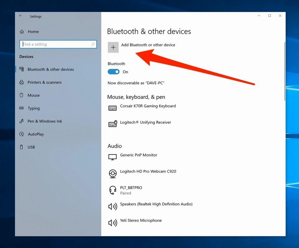 Hình ảnh minh họa thao tác bật bluetooth để dò tìm thiết bị kết nối xung quanh