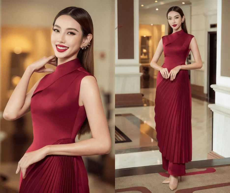 Hoa hậu Thùy Tiên xinh đẹp xuất sắc trong mẫu áo dài cách tân gợi cảm