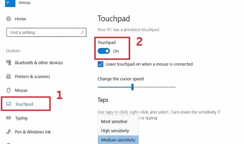 Hướng dẫn bật chuột cảm ứng trên laptop bằng trình điều khiển Devices
