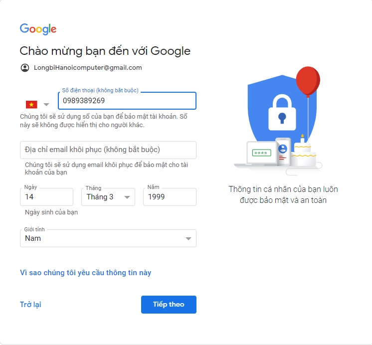Hướng dẫn chi tiết cách tạo gmail trên laptop nhanh chóng và đơn giản nhất năm 2026 14 Hướng dẫn các chi tiết cách tạo tài khoản email Gmail trên máy tính