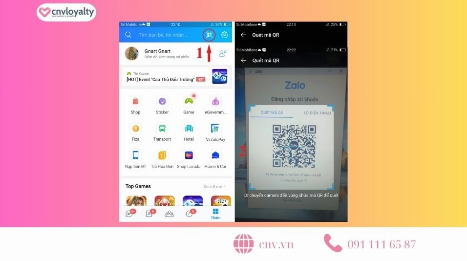 Hướng dẫn thao tác sử dụng tính năng quét mã QR trên ứng dụng Zalo của điện thoại di động