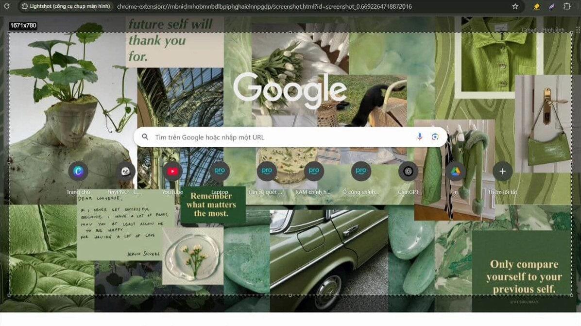 Kéo chuột để chọn vùng màn hình