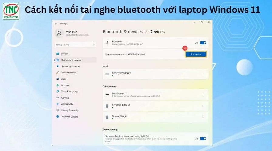 kết nối tai nghe bluetooth với laptop
