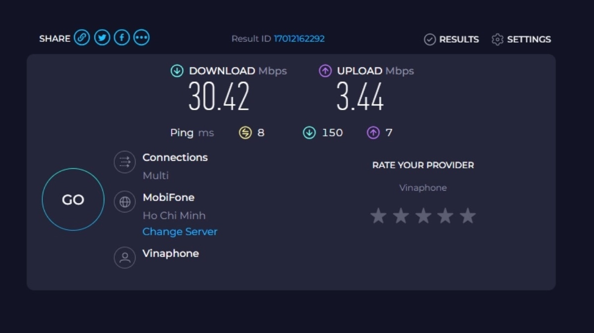 Hướng dẫn chi tiết cách kiểm tra tốc độ mạng trên laptop chuẩn xác nhất 2026 9 Kết quả sẽ được hiển thị sau khi quá trình kiểm tra hoàn tất