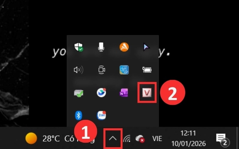 Kiểm tra biểu tượng bộ gõ trong thanh Taskbar