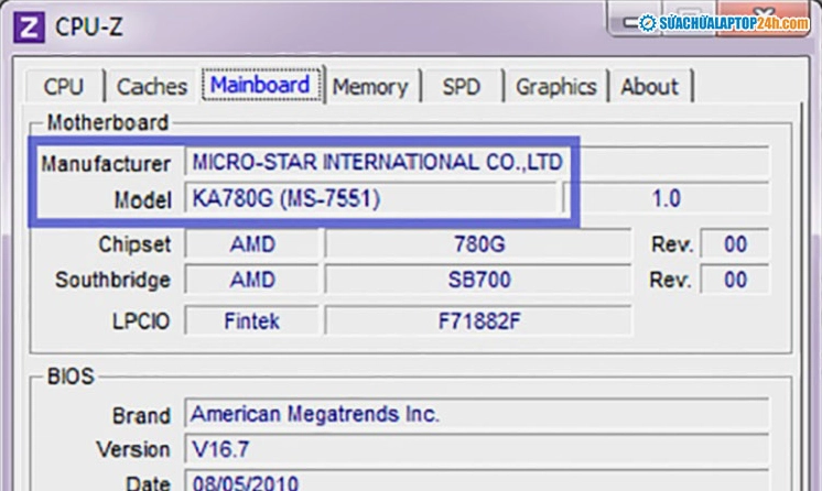 Kiểm tra model laptop qua phần mềm CPU - Z