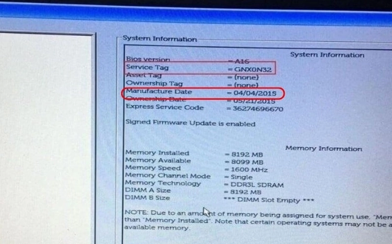 Hướng dẫn chi tiết cách kiểm tra model laptop nhanh chóng và chuẩn xác nhất 29 Kiểm tra số seri và ngày sản xuất trực tiếp trong giao diện của màn hình BIOS