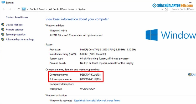 Hướng dẫn chi tiết các bước xác định tên máy tính chuẩn xác nhất 18 Kiểm tra tên laptop tại mục Computer name