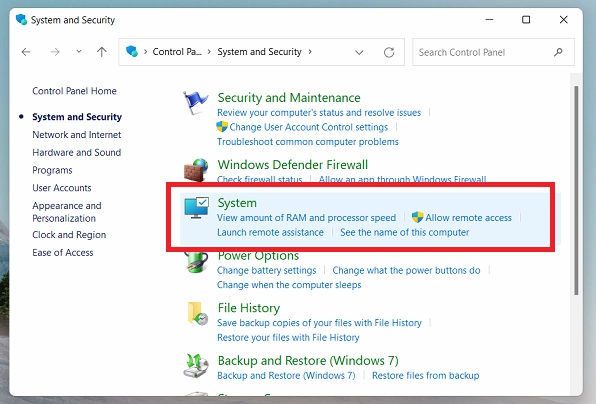 Kiểm tra thông qua Control Panel