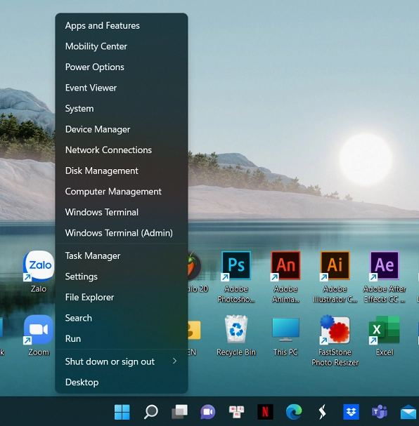 Kiểm tra thông qua phím tắt Windows