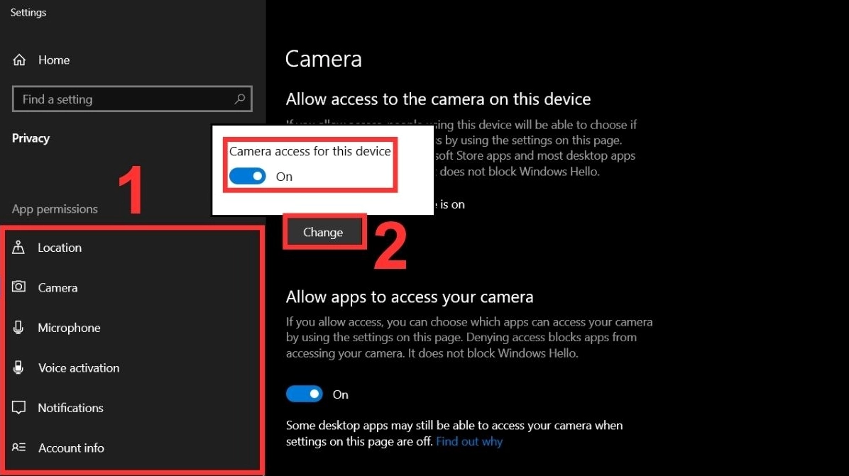 Hướng dẫn chi tiết cách tăng tốc cho laptop chạy mượt mà như mới 22 Kiểm tra và điều chỉnh quyền truy cập của ứng dụng và chuyển thành chế độ Off