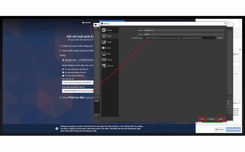 Lần lượt dán mã, Apply và OK