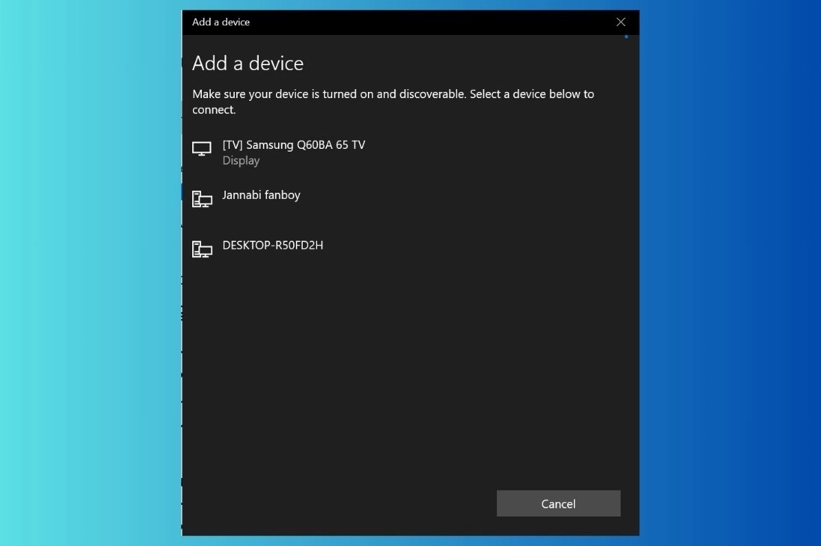 Laptop sẽ quét và hiển thị danh sách các thiết bị Bluetooth khả dụng