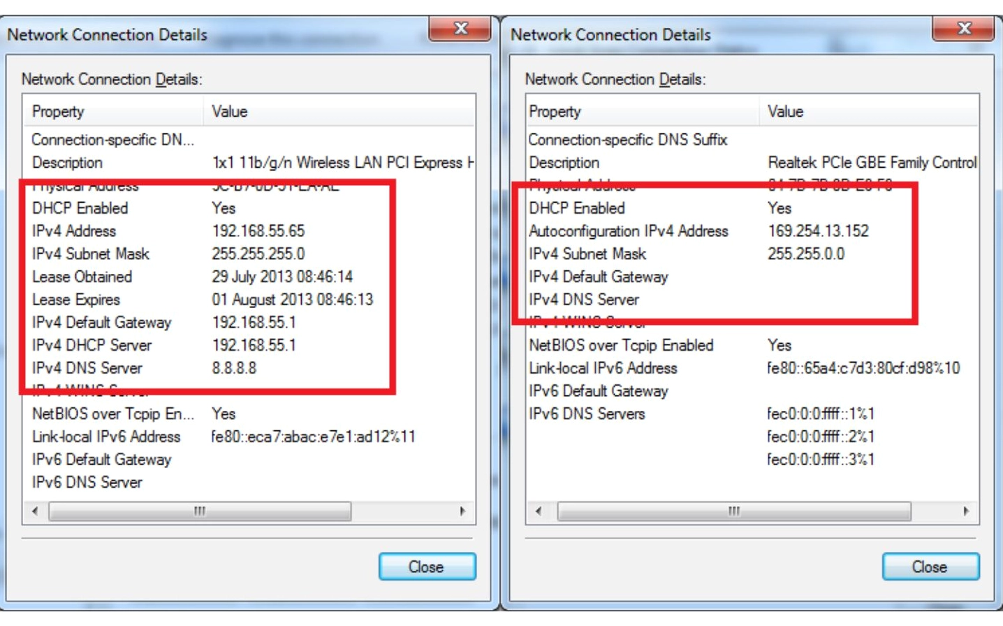 Lỗi hiển thị dải IP APIPA 169.254.x.x