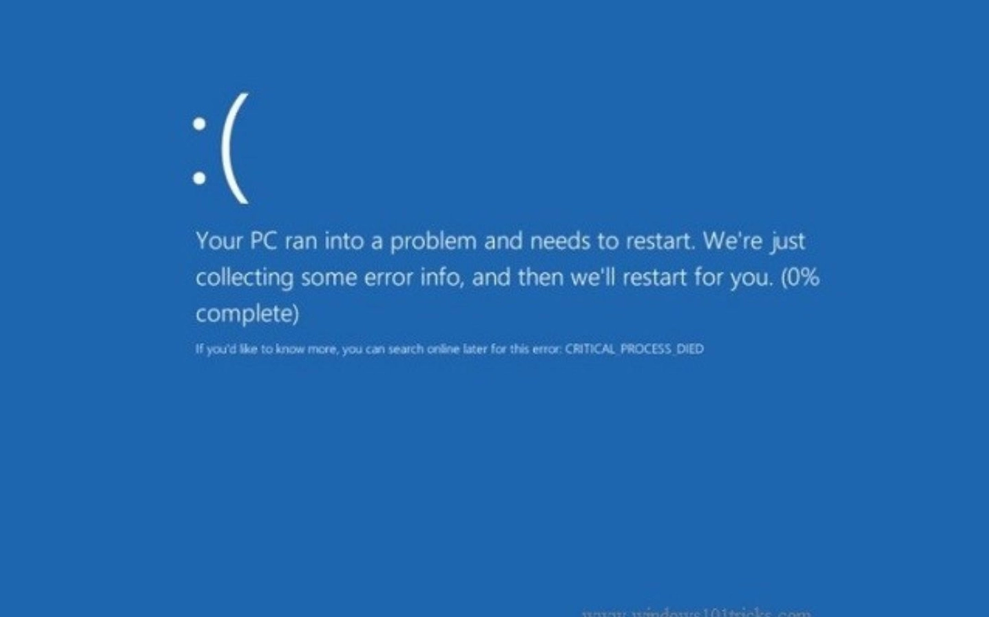Lỗi màn hình xanh BSOD thường xuyên xuất hiện kèm thông báo CRITICAL_PROCESS_DIED