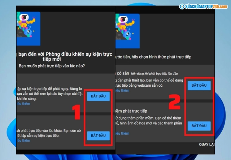 Lựa chọn cách phát trực tiếp