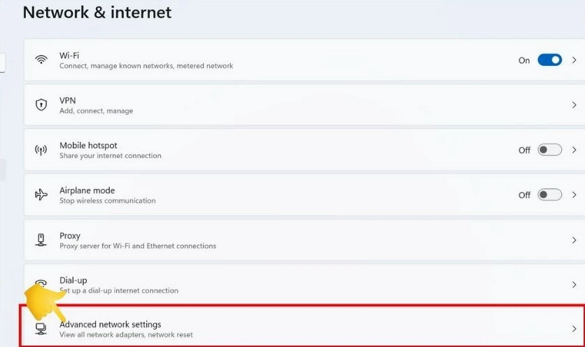 Hướng dẫn chi tiết cách truyền dữ liệu giữa 2 máy tính laptop hiệu quả nhất 24 Lướt xuống và chọn danh mục Advanced Network settings