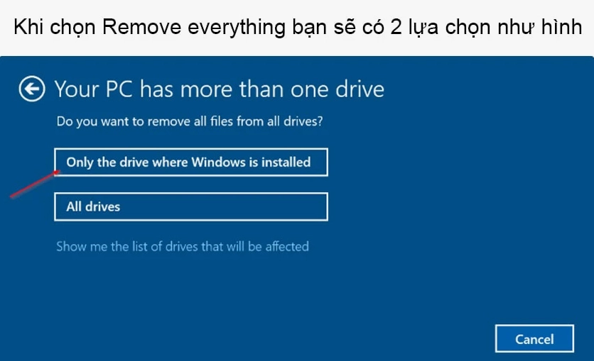 Màn hình Advanced startup options hiển thị các công cụ sửa lỗi Windows 10