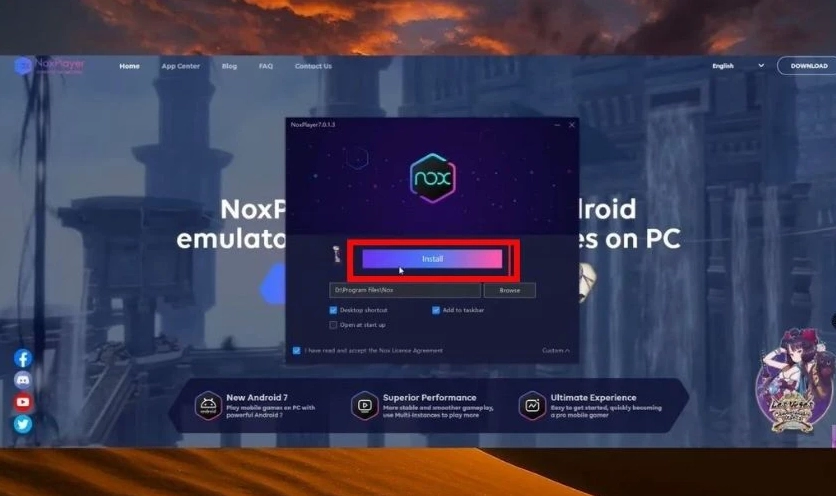 Màn hình chính của giả lập Android với các biểu tượng ứng dụng cơ bản