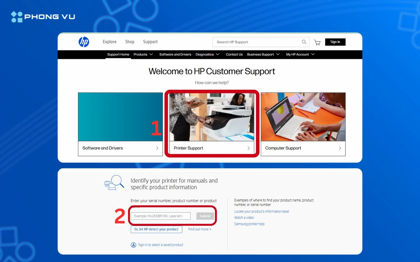 Màn hình hiển thị thông báo lỗi máy in không được nhận diện trên hệ thống