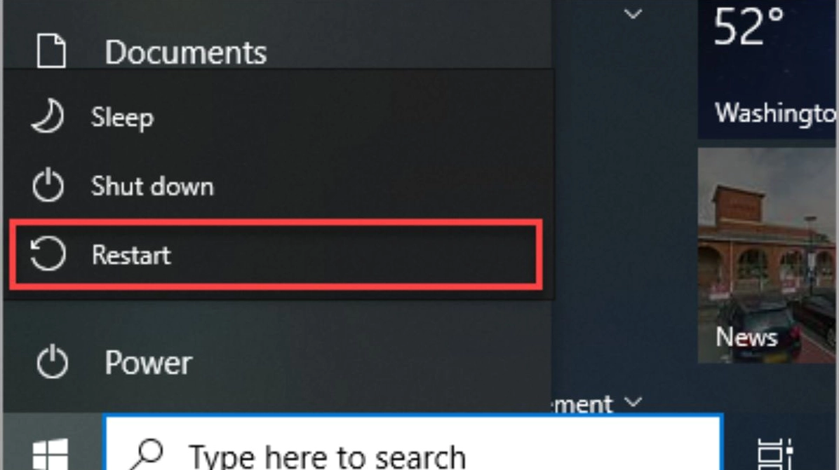Màn hình hiển thị tùy chọn khởi động lại hệ thống thao tác cơ bản nhất