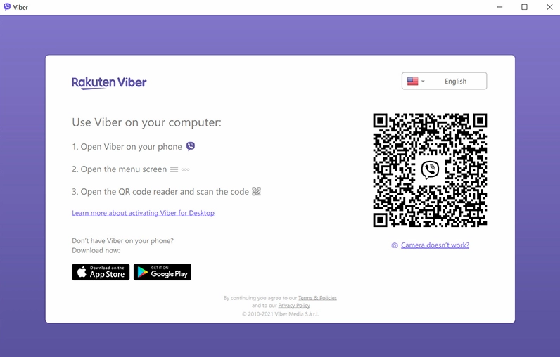 Màn hình ứng dụng Viber phiên bản máy tính sau khi cài đặt xong đang chờ đăng nhập