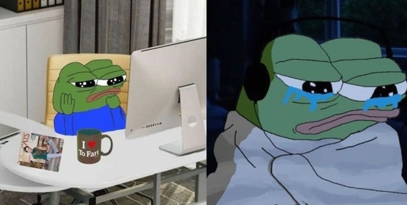 Meme ếch xanh buồn rơi lệ