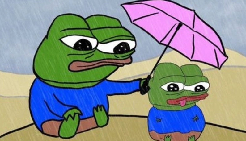 Meme ếch xanh cô đơn giữa khung cảnh u buồn