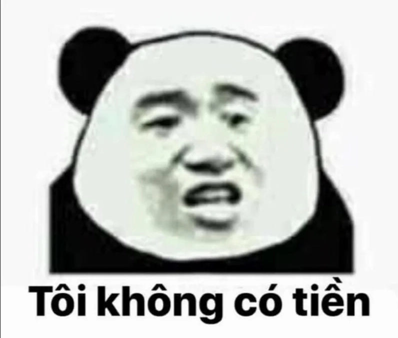 Meme gấu trúc bộc lộ sự tuyệt vọng vì không có một xu dính túi