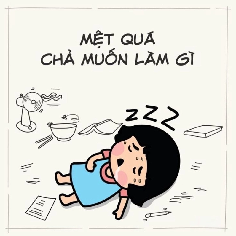 Mệt.mỏi là biểu cảm thể hiện sự kiệt sức trong cuộc sống hằng ngày