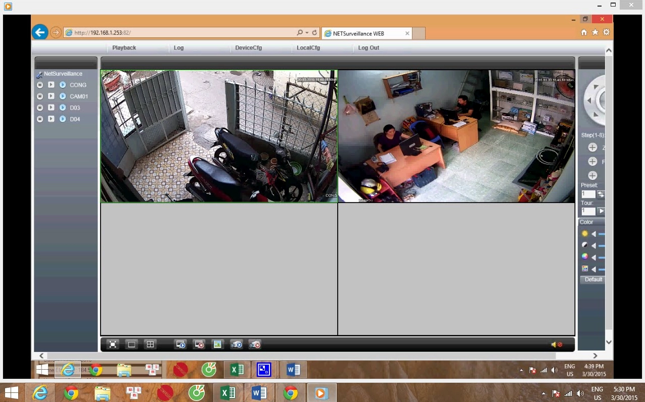Minh họa quá trình xem camera trực tiếp trên màn hình laptop