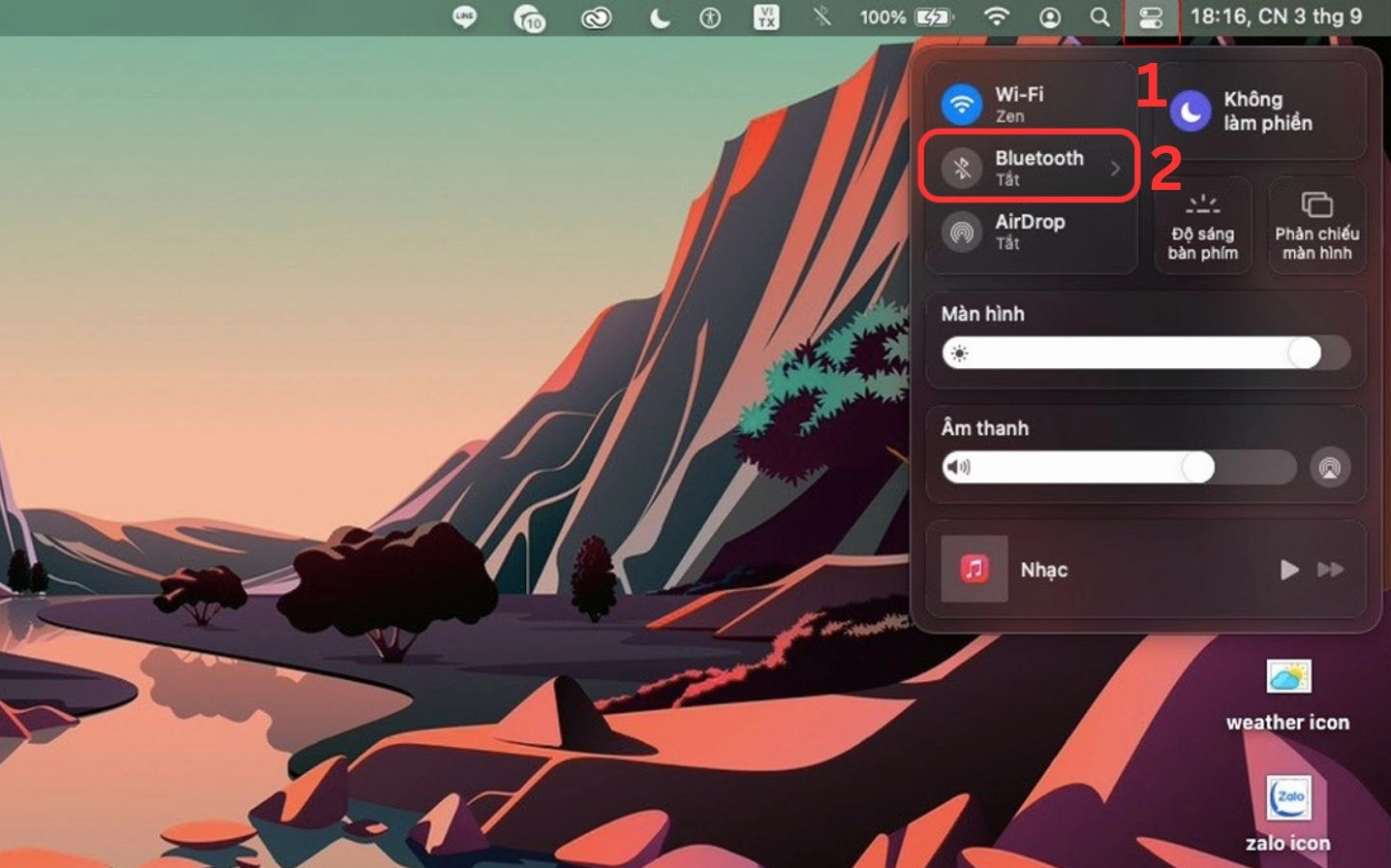 Minh họa thao tác cài đặt máy in không dây với MacBook qua Bluetooth