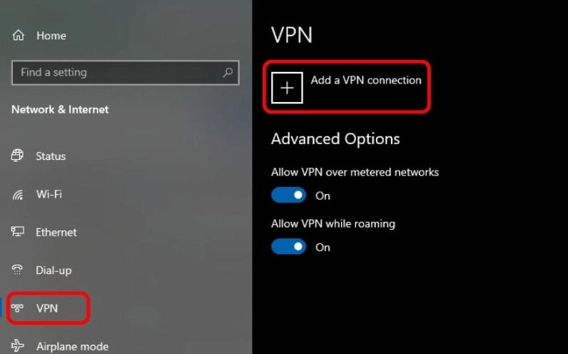 Hướng dẫn chi tiết cách bật VPN trên laptop nhanh chóng và an toàn 7 Minh họa thao tác nhấn Add a VPN connection