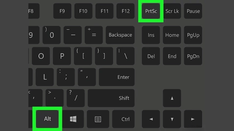 Minh họa tổ hợp phím ALT và Printscreen để chụp riêng một cửa sổ phần mềm đang mở