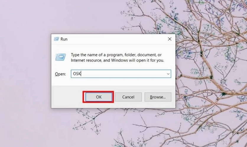 Mở bàn phím ảo thông qua hộp thoại lệnh Run