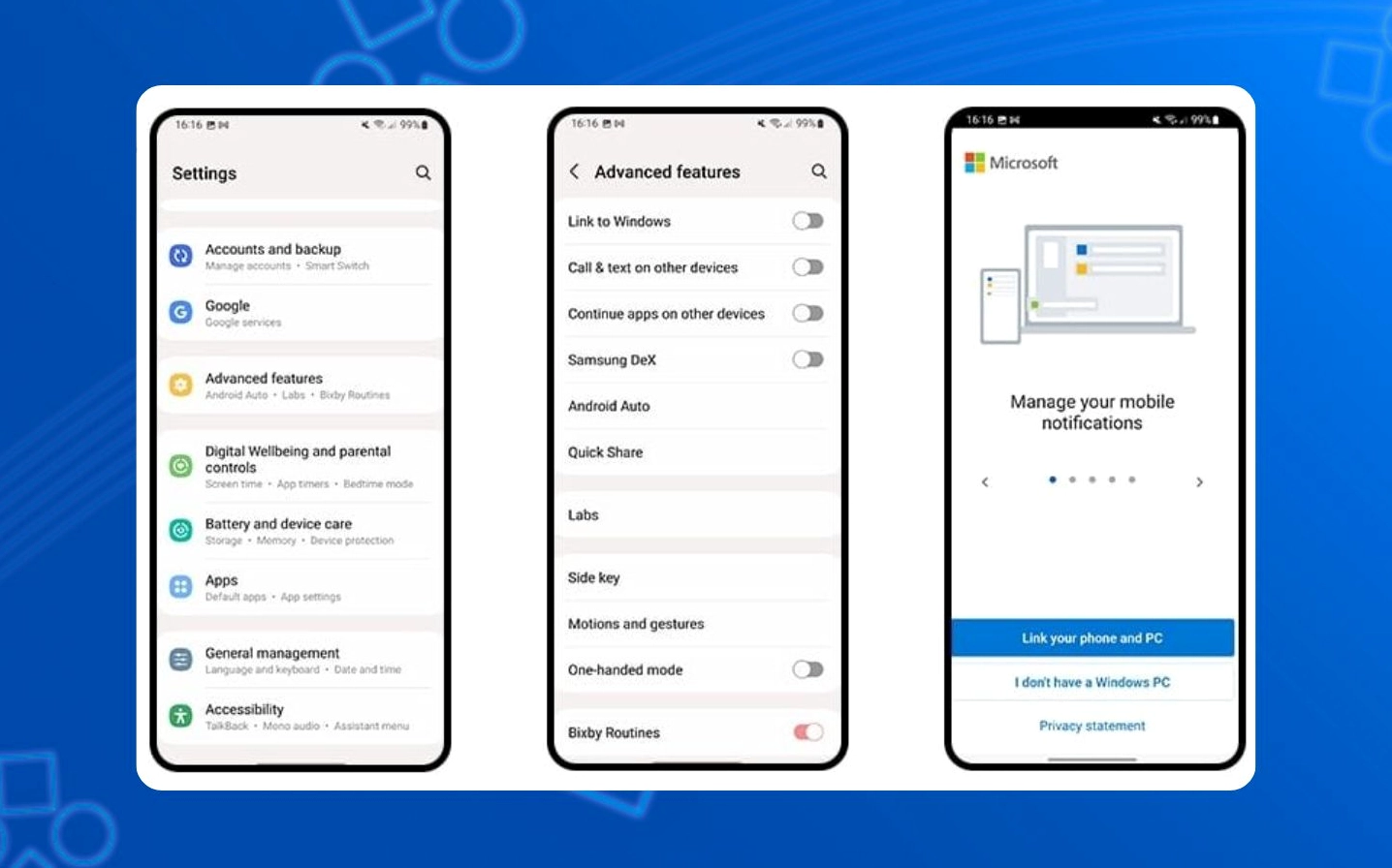 Hướng dẫn chi tiết cách chiếu màn hình điện thoại lên laptop nhanh chóng và ổn định 14 Mở Cài đặt Tính năng nâng cao Link to Windows